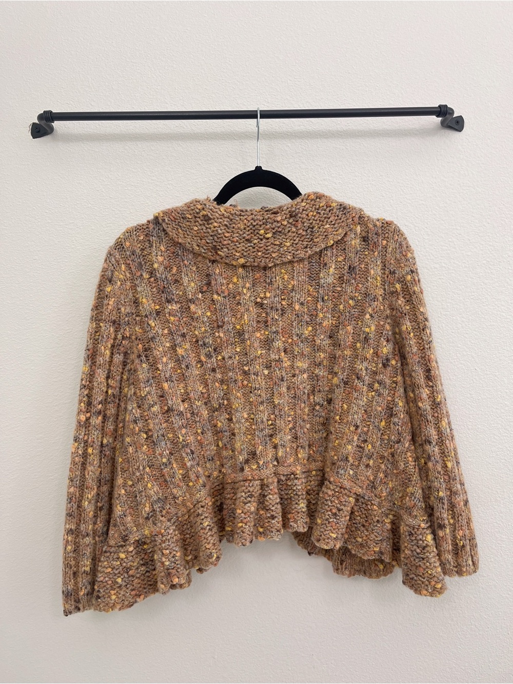 Ruby Rd. Wool Blend Chunky Speckled Ruffle Front Cardigan - Picture 5 of 8